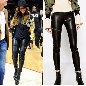 Zara SOLD OUT Black Leather Moto Pants size M NWOT